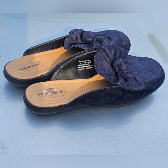 COMFORTVIEW ANDREA #14195 11 Wide Navy Flats Shoes Suede Finish - Picture 4 of 7